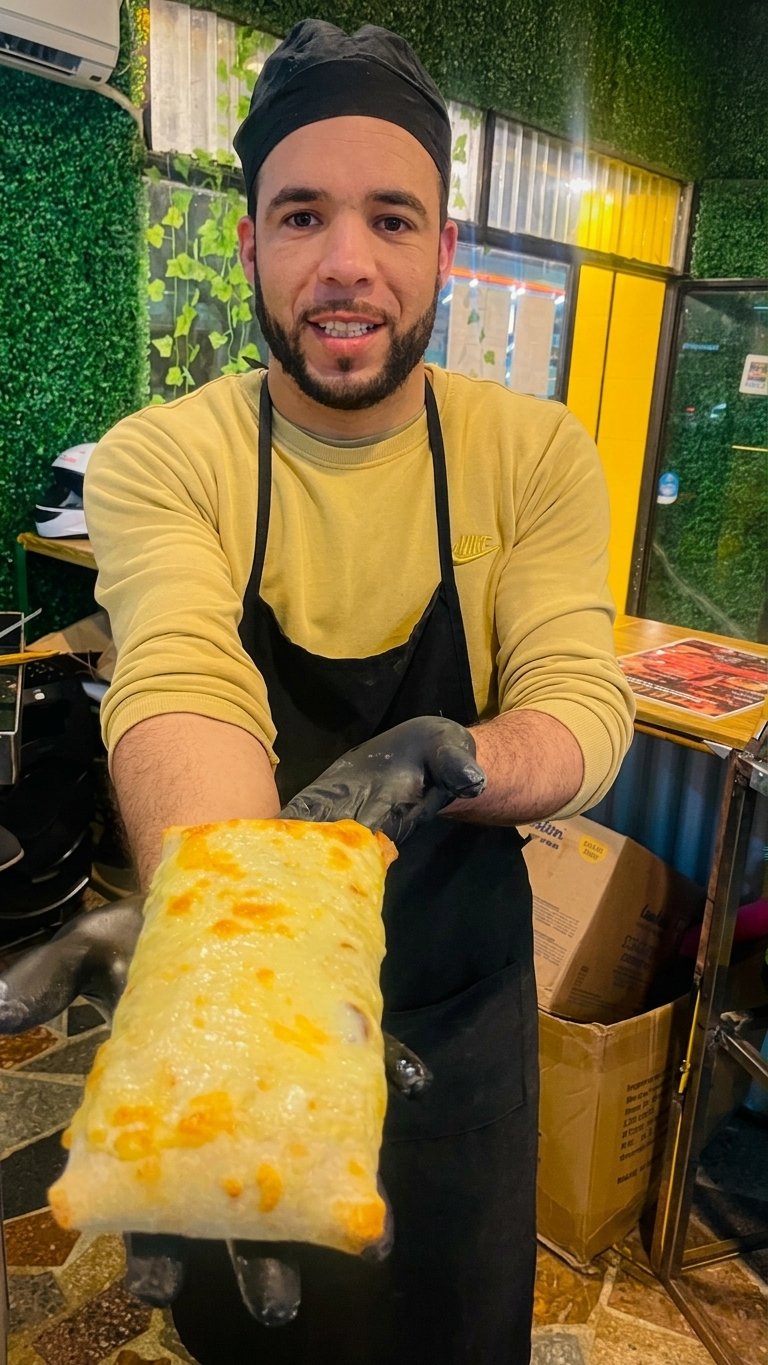 Foto del fundador y chef de Taco Loco preparando comida en Villa Ortúzar, Buenos Aires